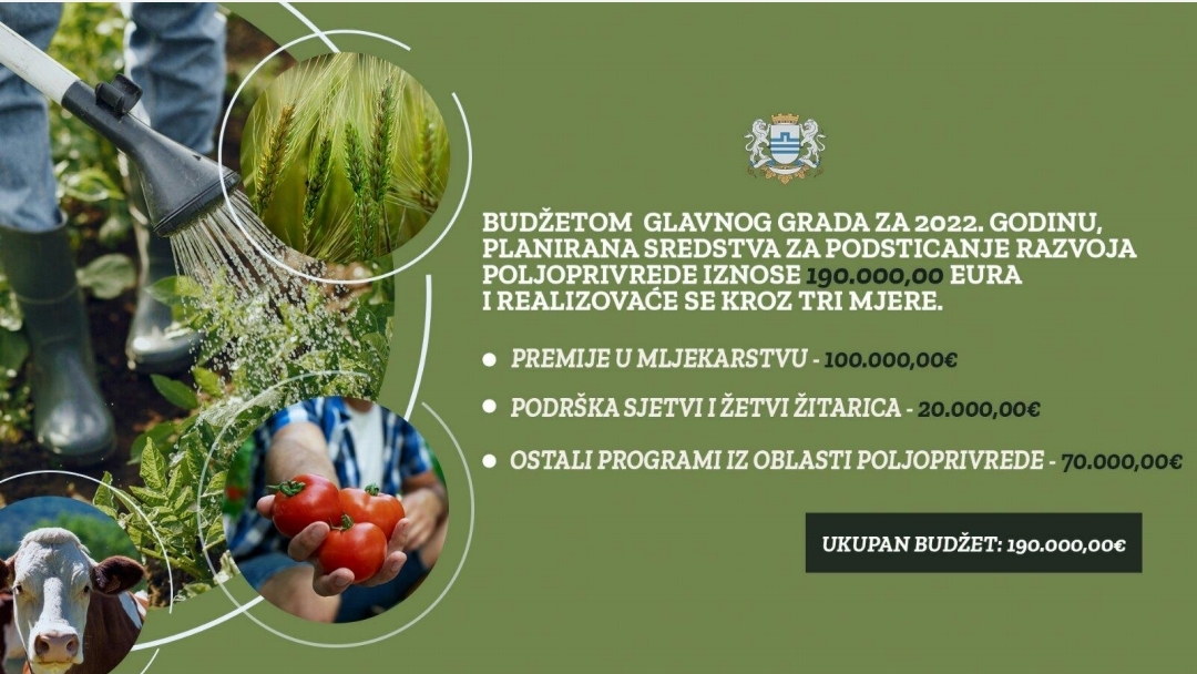 Glavni grad pruža značajnu podršku poljoprivrednicima u Podgorici; Potpisan Memorandum o saradnji sa Seljak.me