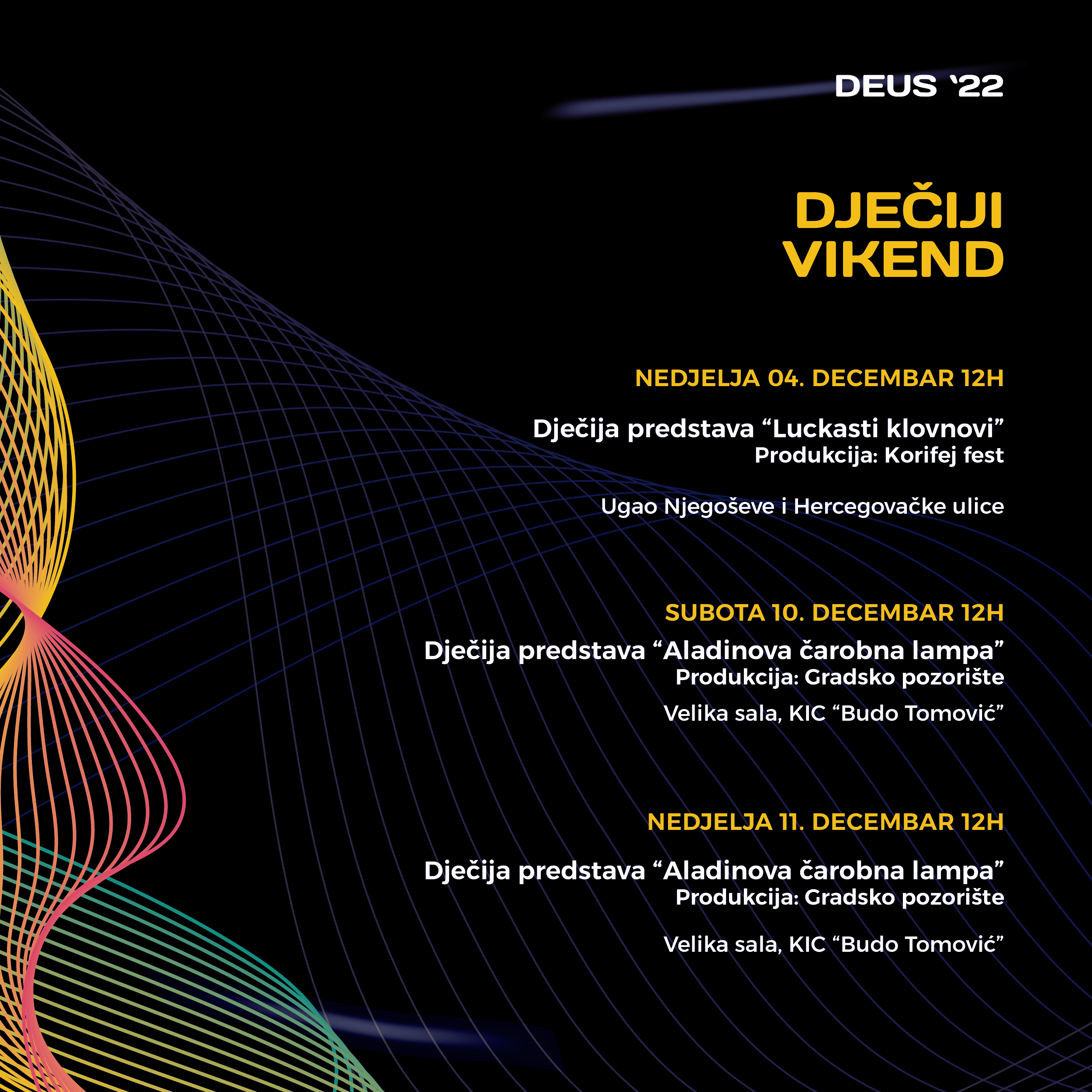 Počinje jubilarno 30.izdanje DEUS-a;  Bogat kulturni program u Podgorici do kraja mjeseca