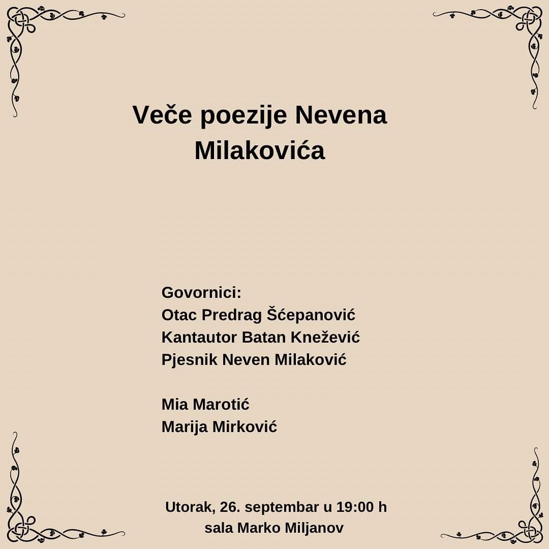 Veče poezije Nevena Milakovića