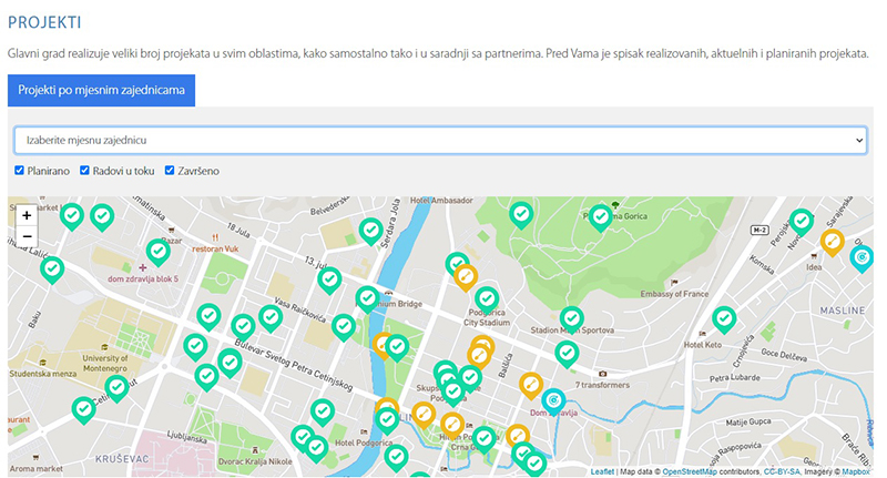 Projekti Glavnog grada dostupni na interaktivnoj mapi